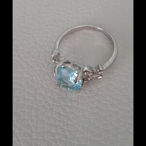 Blue Butterfly Design Silvertone Ring